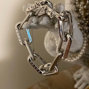 Silver Toggle bracelet chunky up cycled ELV